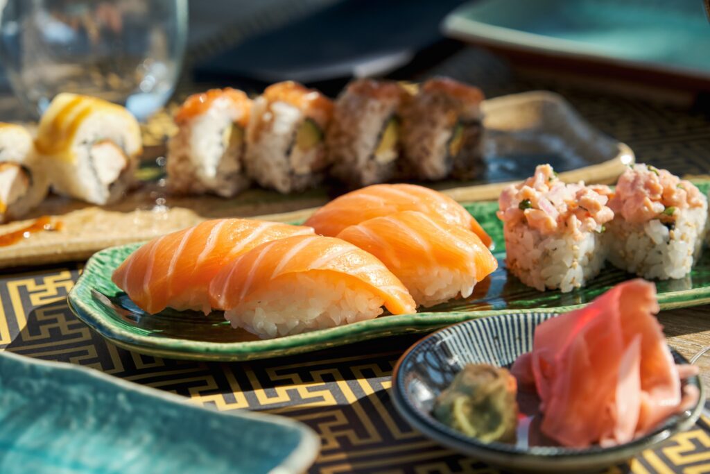 Japanese Seafood in sushi and sashimi